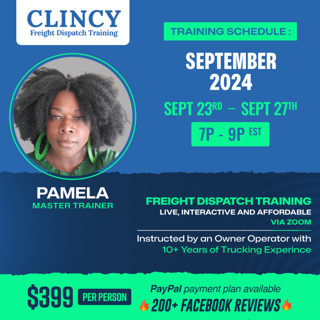 September 2024 Calendar - Clincy Freight Dispatch Training