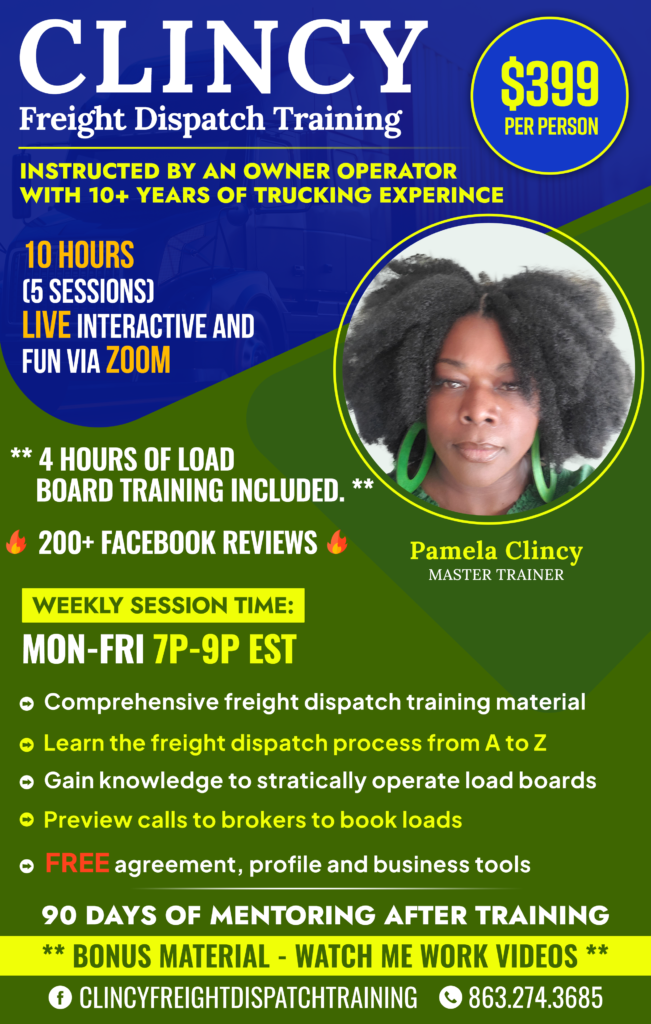 CFDT Flyer Design September 2023 - Clincy Freight Dispatch Training