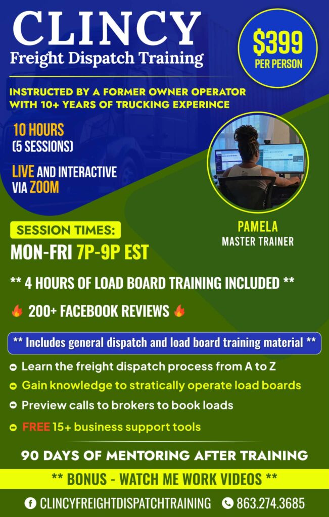 August 2026 New CFDT Flyer - Clincy Freight Dispatch Training